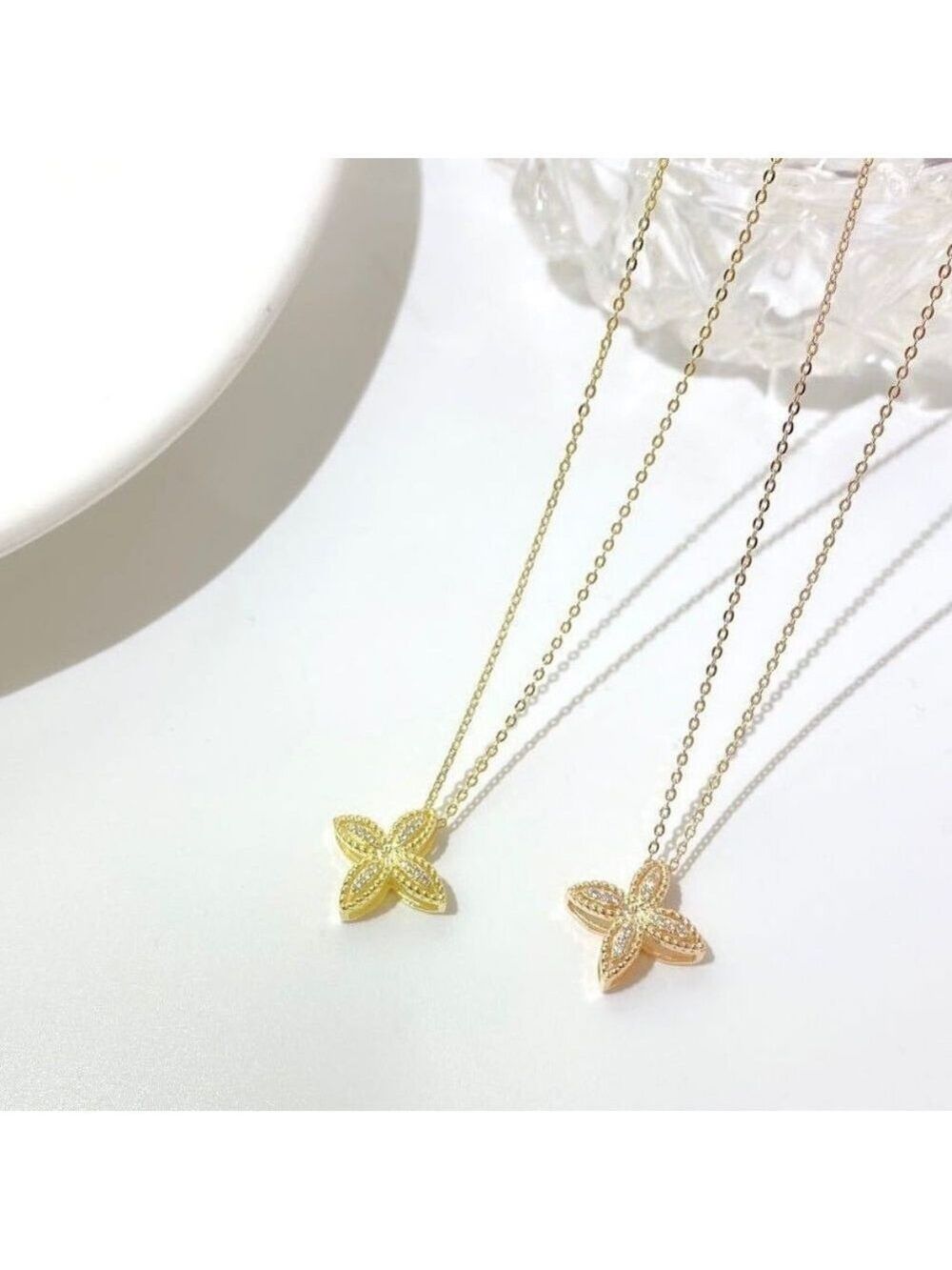 14kt GP Sterling Silver Clover Necklace - Picture 8 of 9